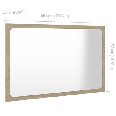 vidaXL vannitoa peegel, Sonoma tamm, 60 x 1,5 x 37 cm, puitlaastplaat