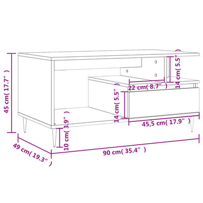 vidaXL kohvilaud, betoonhall, 90 x 49 x 45 cm, tehispuit