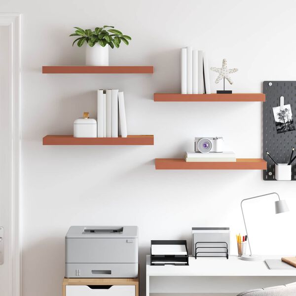 vidaXL Seinariiul ladustamisega 4 pcs Punane 60 x 23 x 4 cm Tehispuit