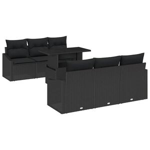 vidaXL Aia Diivanikomplekt padjaga ladustamisega 7 pcs Must pol&uuml;rotang