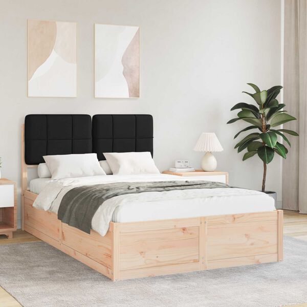 vidaXL Voodiraam Pehme Peatoega peaga Must 120 x 190 cm Tahke m&auml;nd