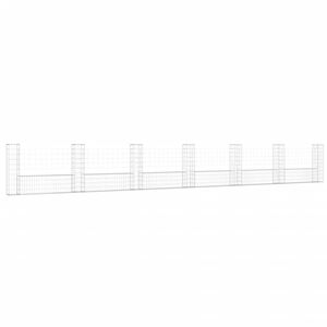 vidaXL U-kujuline gabioonkorv 7 postiga, raud, 740x20x100 cm