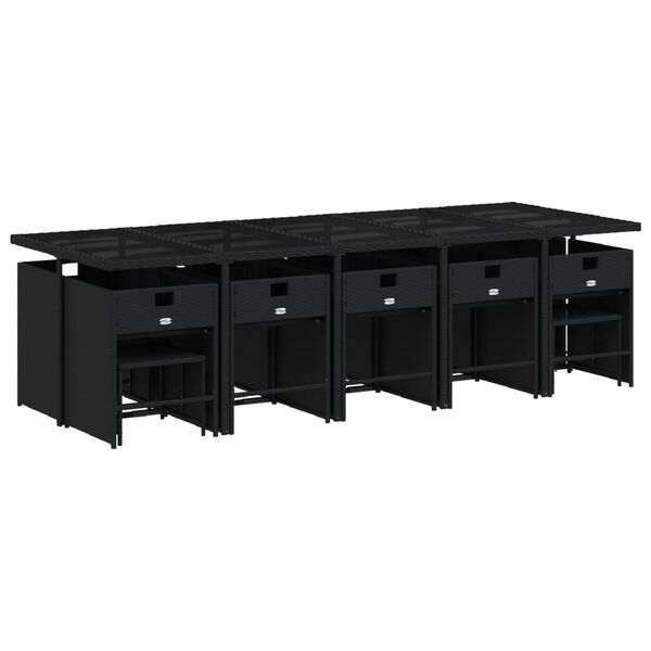 vidaXL 15-osaline aia s&ouml;&ouml;gim&ouml;&ouml;bli komplekt patjadega, must, pol&uuml;rotang