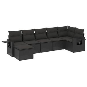 vidaXL 7-osaline aiadiivani komplekt patjadega, must, pol&uuml;rotang