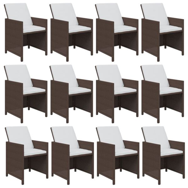 vidaXL 17-osaline aiam&ouml;&ouml;bli komplekt patjadega, pol&uuml;rotang, pruun