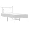 vidaXL metallist voodiraam peatsiga, valge, 90 x 200 cm
