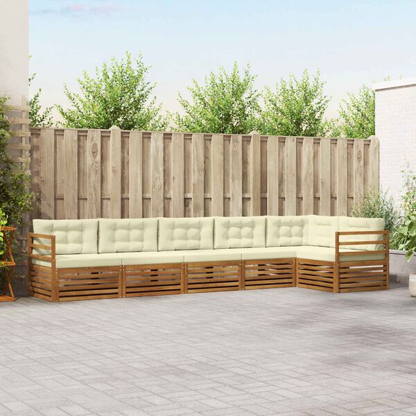 vidaXL V&auml;li diivanikomplekt padjaga 6 pcs Looduslik ja kreem