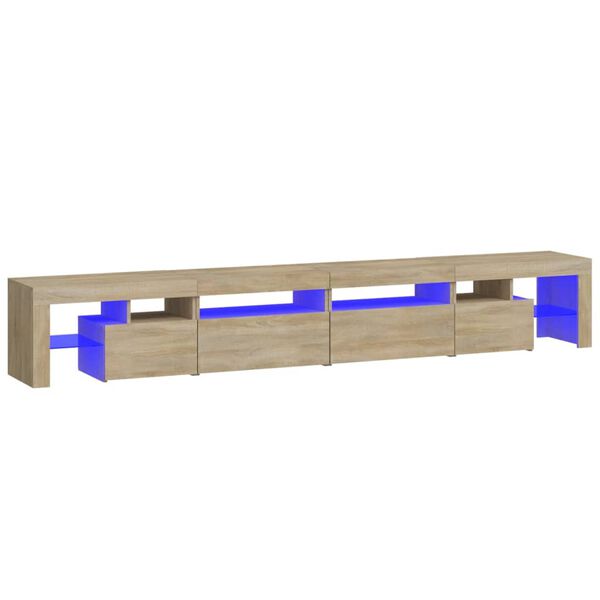 vidaXL telerialus LED-tuledega, Sonoma tamm, 260x36,5x40 cm
