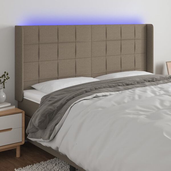 vidaXL LED-voodipeats, pruunikashall, 203x16x118/128 cm, kangas
