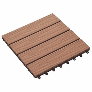 vidaXL Terrassiplaat 3D disain 11 pcs Helepruun 30 x 30 cm Puitplastik