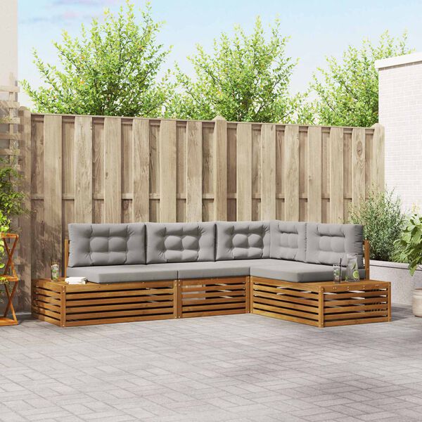 vidaXL V&auml;li diivanikomplekt padjaga 4 T&uuml;kk Looduslik ja Hele Hall