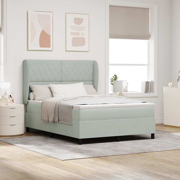 vidaXL Karbi vedrumadrats madratsiga peaga Helehall 190 x 140 cm Samet