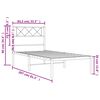 vidaXL metallist voodiraam peatsiga, valge, 80x200 cm