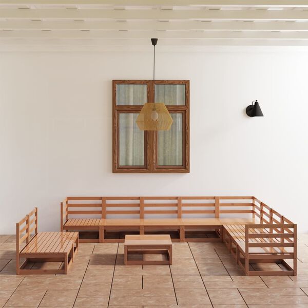 vidaXL 11-osaline aiamööbli komplekt, meekarva, männipuit