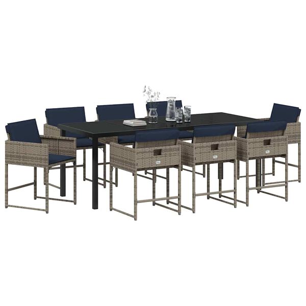 vidaXL Aia s&ouml;&ouml;gilaudade komplekt padjaga 9 pcs Hall pol&uuml;rotang