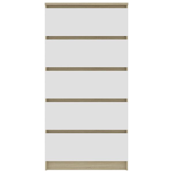 vidaXL kummut, valge ja Sonoma tamm, 60 x 35 x 121 cm, tehispuit