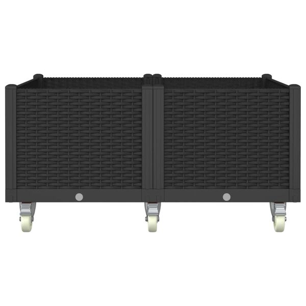 vidaXL ratastega taimekast, must, 100 x 80 x 54 cm, PP