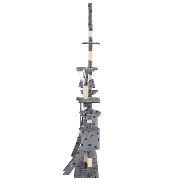 vidaXL sisalist kraapimispuuga kassimaja 230–250 cm käpajälgedega hall