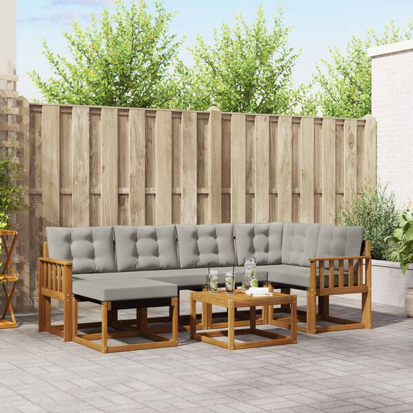 vidaXL V&auml;li diivanikomplekt padjaga 7 pcs Looduslik ja Hele Hall