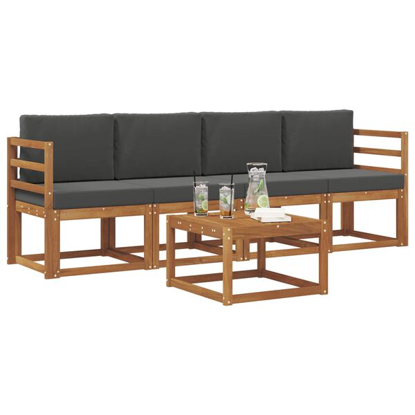 vidaXL V&auml;li diivanikomplekt padjaga 5 pcs Looduslik ja antriit