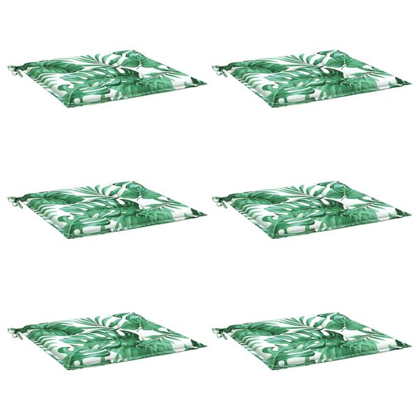 vidaXL tooli istmepadjad 6 tk, lehemuster, 40 x 40 x 4 cm, kangas