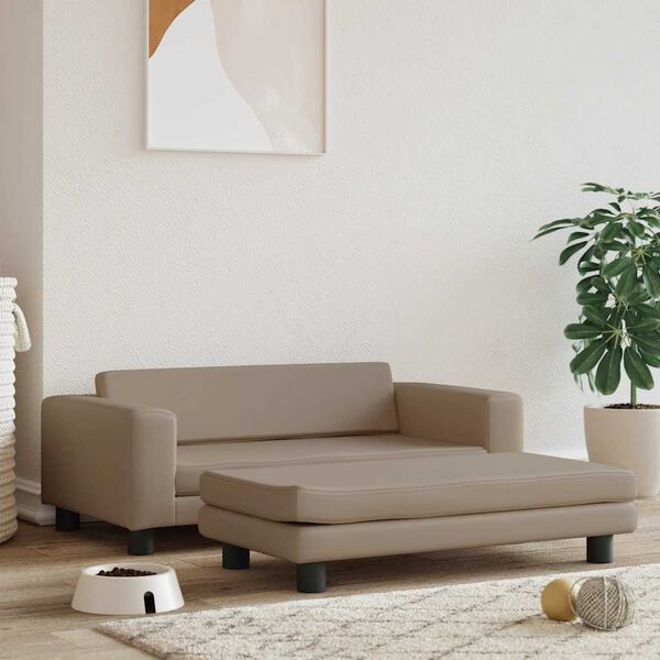 vidaXL koeravoodi laiendusega, cappuccino, 100 x 50 x 30 cm, kunstnahk