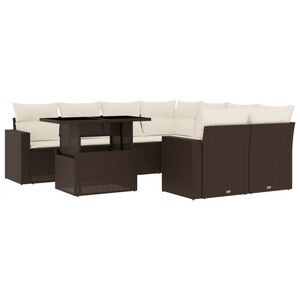 vidaXL 9-osaline aiadiivani komplekt patjadega, pruun, pol&uuml;rotang