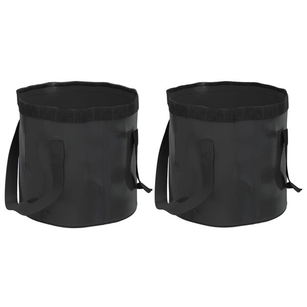 vidaXL kokkupandavad &auml;mbrid 2 tk, must, 20 l, PVC