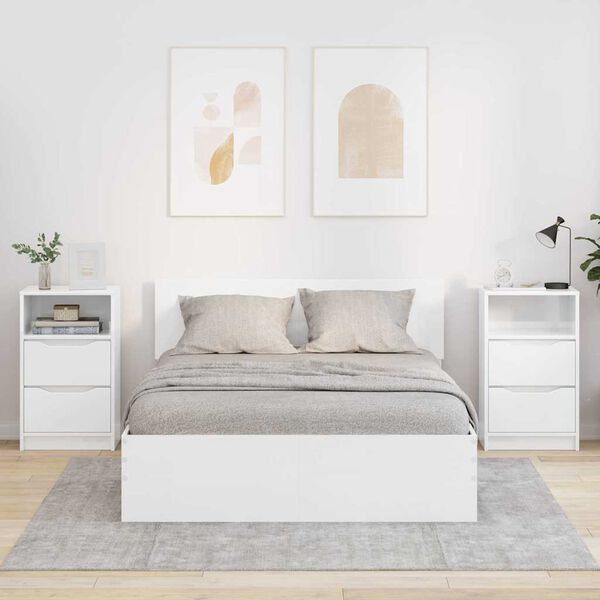 vidaXL &Ouml;&ouml;kapid 2 pcs Kergelt l&auml;ikiv valge 40 x 30 x 467 cm Tehispuit