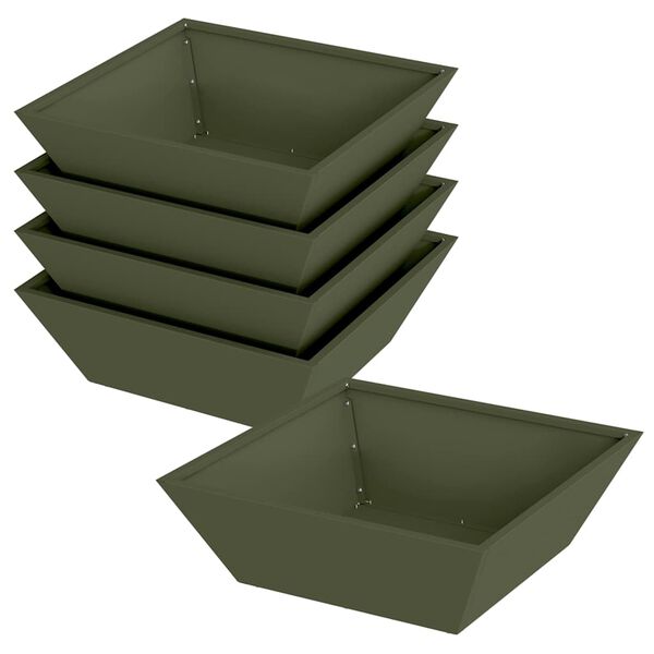 vidaXL Aia istutuspot 5 pcs K&uuml;pset roheline 50 x 50 x 15 cm