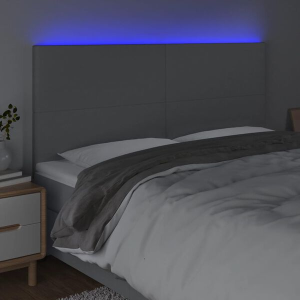 vidaXL LED-voodipeats, helehall, 200x5x118/128 cm, kangas