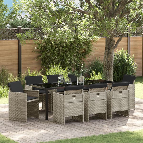 vidaXL Aia s&ouml;&ouml;gilaudade komplekt padjaga 9 pcs Helehall pol&uuml;rotang