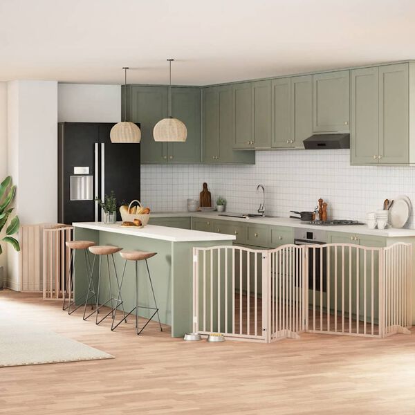 vidaXL kokkupandav koerav&auml;rav uksega, 12 paneeli, 960 cm, paplipuit