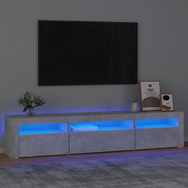 vidaXL telerialus LED-tuledega, betoonhall, 195x35x40 cm