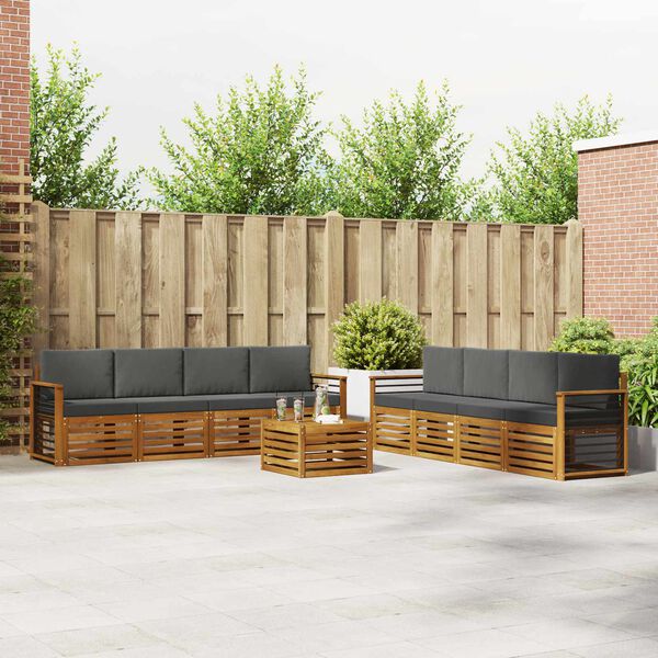 vidaXL Diivanikomplektid 9 pcs Looduslik ja antriit Tugev akatsiapuu