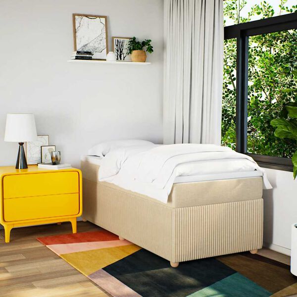 vidaXL kontinentaalvoodi madratsiga, kreemjas, 90x190 cm, kangas