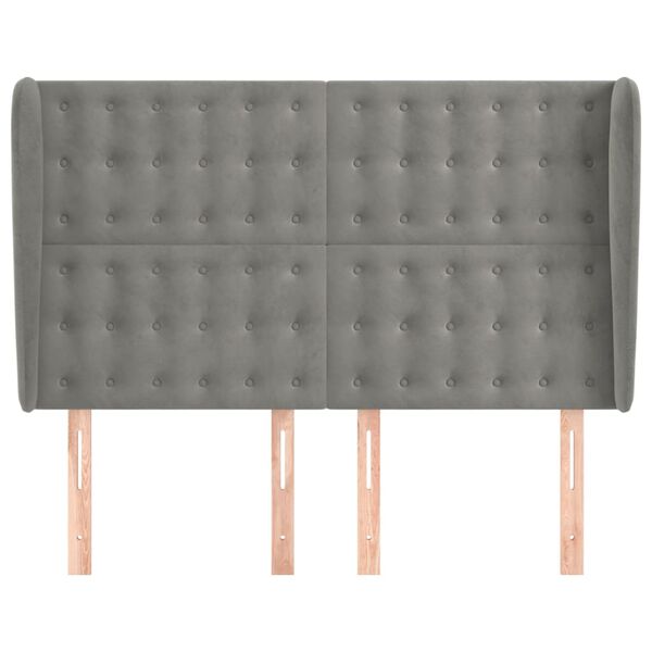 vidaXL voodipeats servadega, helehall, 147x23x118/128 cm, samet