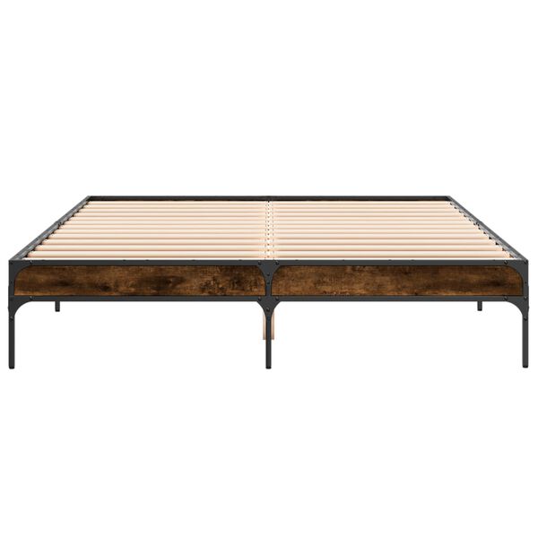 vidaXL voodiraam, suitsutatud tamm, 150 x 200 cm, tehispuit ja metall