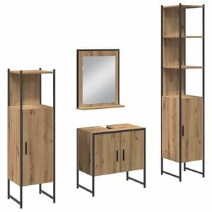 vidaXL Vannitoa m&ouml;&ouml;bleset 4 pcs Pruun 33 x 33 x 185.5 cm Tehispuit
