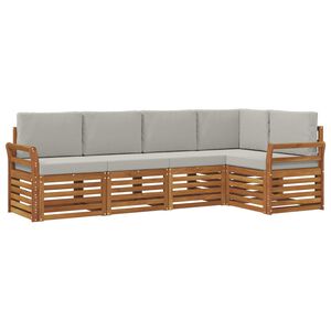 vidaXL Nurgadiivanikomplekt padjaga 5 pcs Looduslik ja Hele Hall