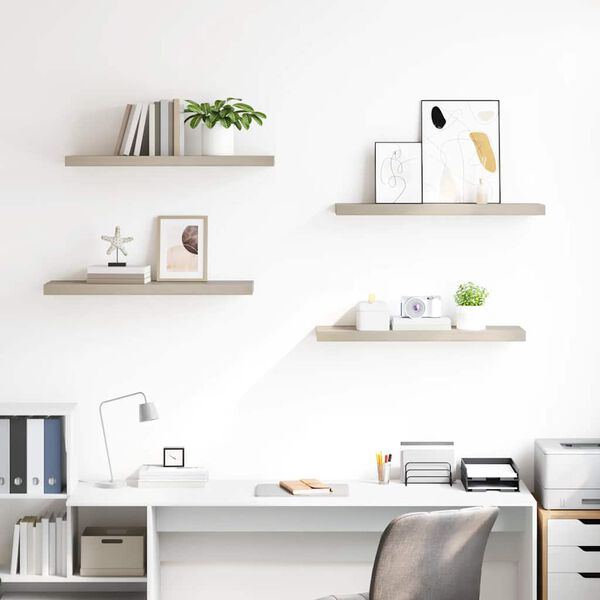 vidaXL seinariiulid, 4 tk, tammev&auml;rvi, 80 x 23,5 x 3,8 cm MDF