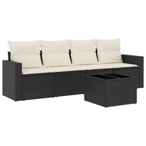 vidaXL 5-osaline aiadiivanikomplekt patjadega, must, pol&uuml;rotang