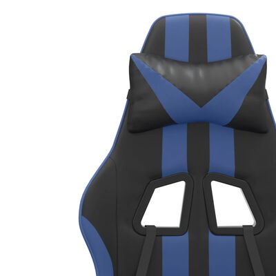 vidaXL pööratav mänguritool jalatoega, must ja sinine, kunstnahk