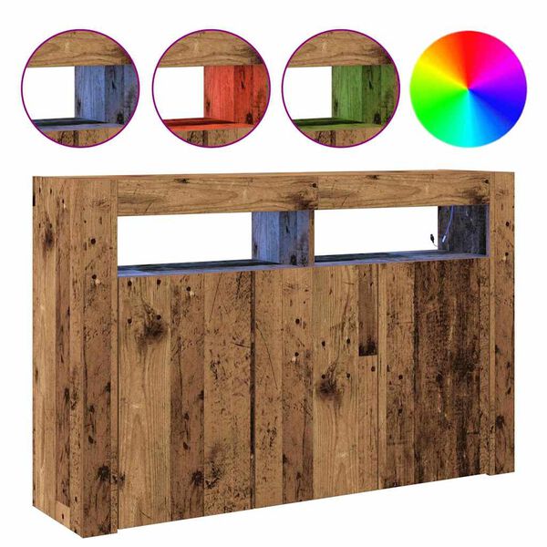 vidaXL K&otilde;ide LED -ribatuledega Vana puit 116 x 30 x 75 cm Tehispuit