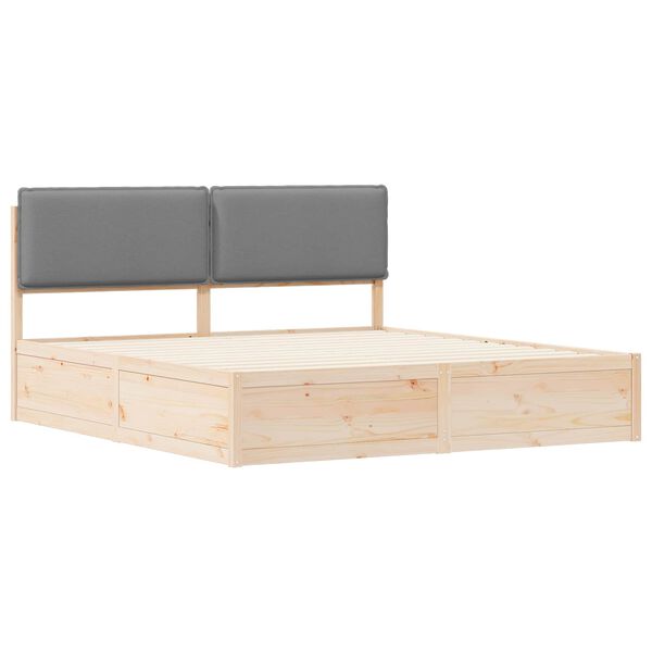 vidaXL Voodiraam Pehme Peatoega peaga Helehall 180 x 200 cm Tahke m&auml;nd