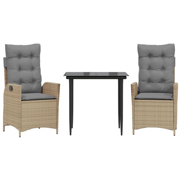 vidaXL 5-osaline aiam&ouml;&ouml;bli komplekt patjadega, beež, pol&uuml;rotang