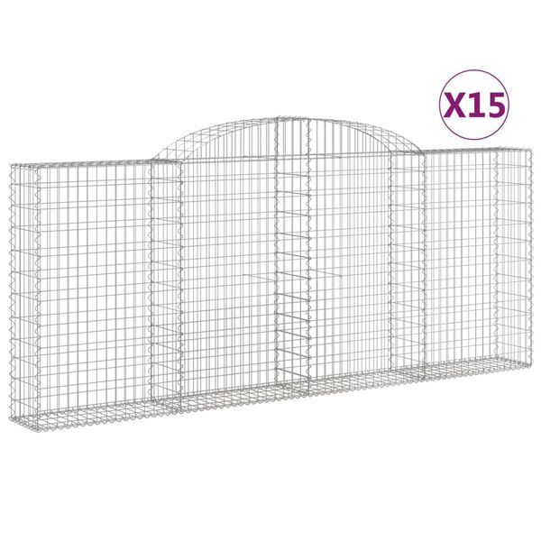vidaXL kaarekujulised gabioonkorvid 15 tk, 300x30x120/140 cm, raud