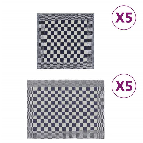 vidaXL 10-osaline rätikute komplekt, sinine ja valge, puuvill