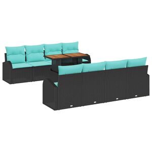 vidaXL Aia Diivanikomplekt ladustamisega 9 pcs Must Pol&uuml;rooster