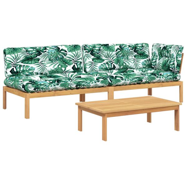 vidaXL 3-osaline kaubaalustest diivanikomplekt patjadega, akaatsiapuit